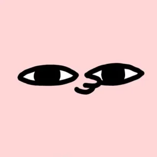 😏 occhi, cartone animato, faccia, divertente, illustrazione, meme telegram sticker