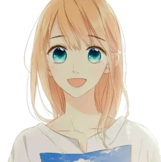 😊 anime, garota, sorrindo, fofa, desenho animado, mangá whatsapp sticker