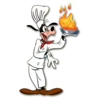 🔥 Goofy chef, cartoni animati, disney, goofy, fuoco, cucina telegram sticker