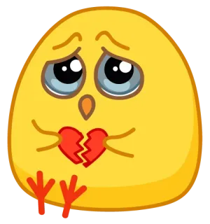 💔 traurig, gebrochenes Herz, Emoji, Vogel, Cartoon whatsapp sticker