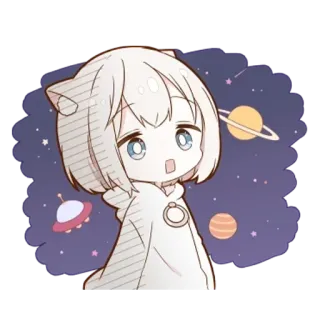 ❓ anime, space, cartoon, kawaii, cute, character, illustration telegram sticker