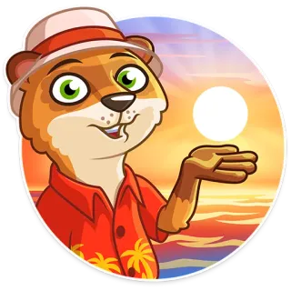 💁 loutre, dessin animé, vacances, plage, animal, été, soleil, mignon telegram sticker