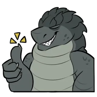 👍 Eidechse, Cartoon, Daumen hoch, Tier, Positiv telegram sticker