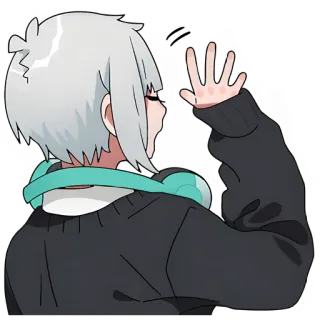 👋 Anime, Garota, Fones de ouvido, Desenho animado, Personagem, Jovem telegram sticker