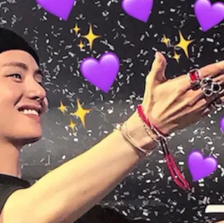 🤗 person, purple hearts, smile, man, celebrity telegram sticker