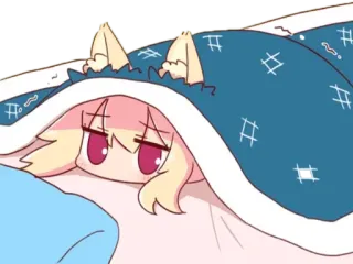 ❤️ Аниме, Милый, Спит, Кровать, Каваий, Уставший telegram sticker
