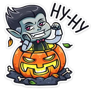 😏 HY-HY vampiro, abóbora, halloween, desenho animado, assustador, monstro, outono, sinistro telegram sticker