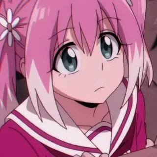 😐 Anime, Mädchen, pinke Haare, niedlich, Schuluniform telegram sticker