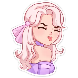 😝 Мультфильм, Стикер, Розовые волосы, Аниме, Девушка, Мило, Глупый, Язык наружу telegram sticker