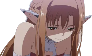 😔 Asuna Sword Art Online anime, personagem, chorando, fantasia, mulher, triste telegram sticker