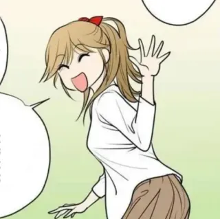 🍘 漫画, 女の子, 笑顔, 手を振る telegram sticker
