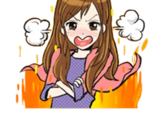 😡 anger, angry, fire, cartoon, girl, annoyed, mad telegram sticker