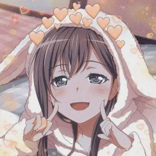 🖤 Anime, Mignon, Fille, Coeurs, Lapin, Sweat à capuche, Joyeux telegram sticker