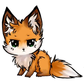 😔 renard, animal, mignon, dessin animé, kawaii, autocollant telegram sticker