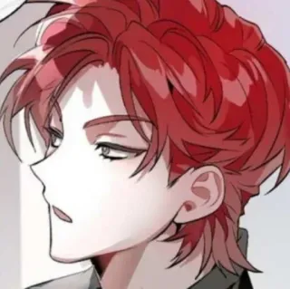 🥢 Anime, Retrato, pelo rojo, hombre, Dibujo animado, Persona telegram sticker