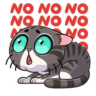 🙅‍♂️ NO NO NO NO NO NO NO NO chat, effrayé, non, sticker, dessin animé, mignon, drôle, expression whatsapp sticker