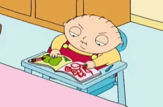 😒 Stewie Griffin Family Guy cartoon, baby, stewie, family guy, drawing telegram sticker