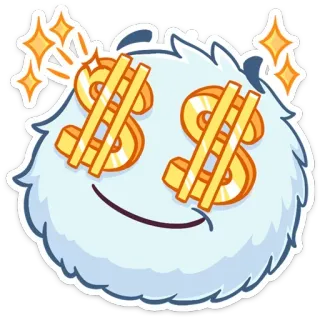🤑 钱, 美元, 眼睛, 表情符号, 毛茸茸 telegram sticker