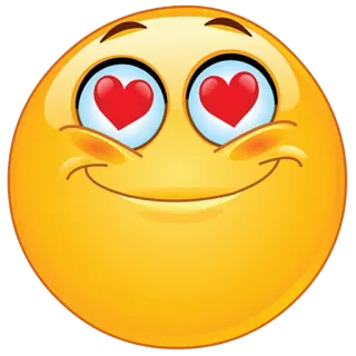 ❤ Emoji, Amour, Coeur yeux, Visage, Jaune telegram sticker