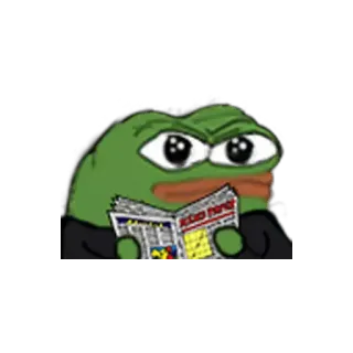 🤨 Pepe the Frog KEK NEWS Pepe, grenouille, journal, lecture, mème, KEK whatsapp sticker