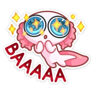 🤩 BAAAAA axolotl, mignon, pailleté, kawaii, pleurer, yeux whatsapp sticker
