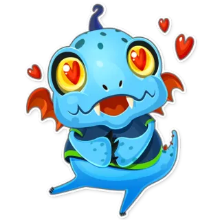 😍 สัตว์ประหลาด, น่ารัก, หัวใจ, ความรัก, การ์ตูน, สัตว์, เป็นมิตร telegram sticker