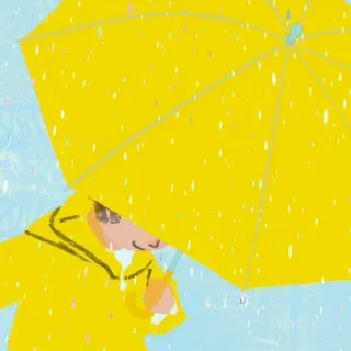 ☔ rain, umbrella, yellow, person, weather, storm whatsapp sticker