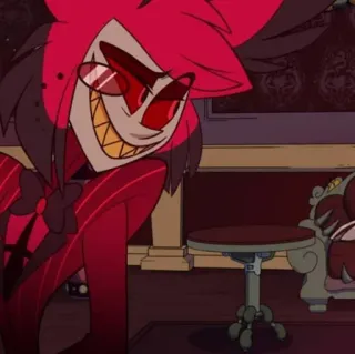 🍾 Alastor Hazbin Hotel kreskówka, demon, uśmiechnięty, zły, Hazbin Hotel telegram sticker