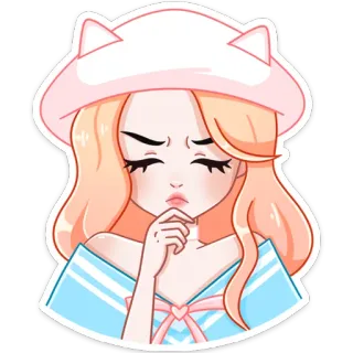 🤔 Аниме, Стикер, Мультфильм, Девушка, Каваий, Милый, Шляпа telegram sticker