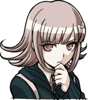 🌟 Chiaki Nanami Danganronpa Anime, Video game, Chiaki Nanami, Danganronpa, Cabelo rosa, Personagem feminina telegram sticker