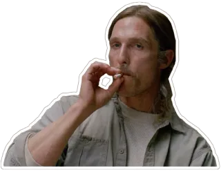 😎 Matthew McConaughey True Detective Мэттью МакКонахи, Настоящий детектив, сигарета, мужчина, курение telegram sticker