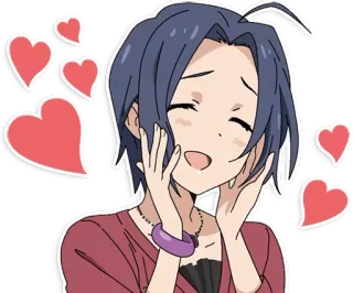 😍 Anime, Cuori, Felice, Amore, Carino, Cartone animato, Ragazza telegram sticker