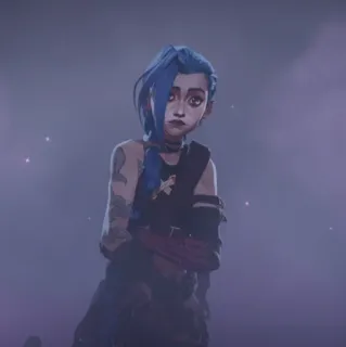✖ Jinx Arcane Jinx, Arcane, capelli blu, personaggio, videogioco, animato telegram sticker