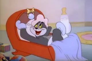 🤍 Tom Cat Tom and Jerry 만화, 고양이, 아기, 아기 침대, 젖병 telegram sticker