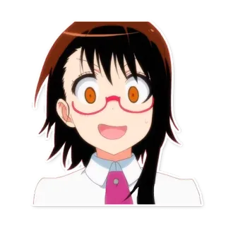 😳 anime, ragazza, occhiali, sorridente, cartone animato, femmina telegram sticker