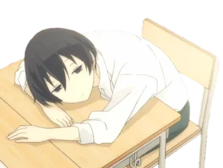 😘 Anime, Pelajar, Tidur, Sekolah, Meja telegram sticker
