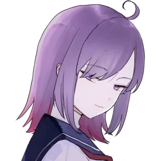 💕 anime, cartoon, girl, purple hair, school uniform, smiling telegram sticker