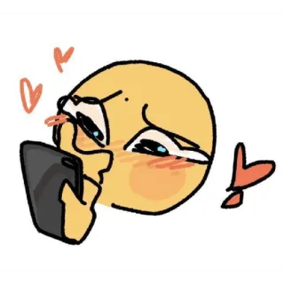 😀 絵文字, 電話, 愛, 赤面, 漫画 telegram sticker