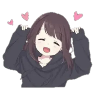 😀 anime, chica, linda, corazones, kawaii, dibujos animados whatsapp sticker