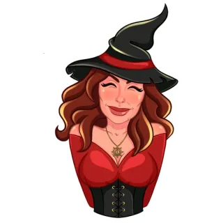 ☺️ bruxa, halloween, magia, mulher, vermelho, chapéu telegram sticker