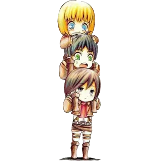 👫 Eren Yeager Attack on Titan Anime, Chibi, Eren Jaeger, Mikasa Ackerman, Armin Arlert, Attack on Titan telegram sticker