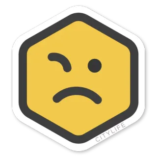 😤 CITYLIFE 絵文字, ウインク, 悲しい, 黄色, 六角形, 都会 whatsapp sticker