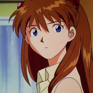 😐 Asuka Langley Sohryu Neon Genesis Evangelion anime, cartoon, character, girl, Asuka Langley Sohryu, Neon Genesis Evangelion telegram sticker