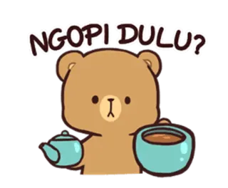 ☕️ NGOPI DULU? bear, coffee, tea, cartoon, cute telegram sticker