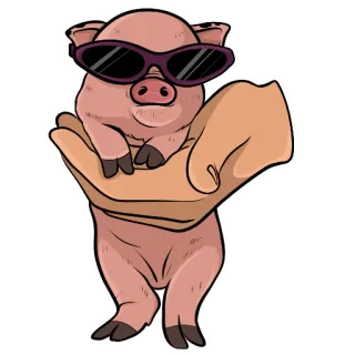 😎 maiale, occhiali da sole, animale, cartone animato, carino, illustrazione whatsapp sticker