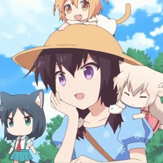 🙂 Anime, Słodkie, Kot, Dziewczyna, Chibi, Kawaii telegram sticker