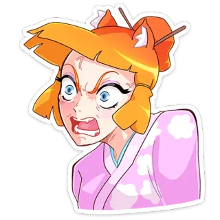 😔 anime, expression, angry, frustrated, woman, cartoon, character telegram sticker