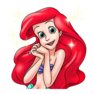 🙂 Ariel The Little Mermaid disney, sirène, dessin animé, princesse, cheveux roux, mer telegram sticker