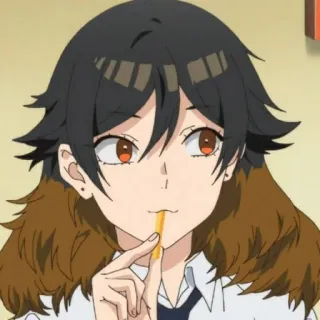 🛹 Anime, Chica, Comiendo, Retrato, Estudiante, Adolescente, Dibujos animados telegram sticker