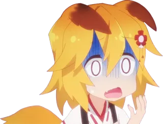 😨 Senko Sewayaki Kitsune no Senko-san anime, volpe, scioccato, spaventato, carino telegram sticker